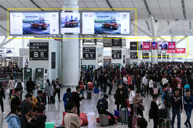 出發(fā)層候車大廳展翼柱燈箱廣告